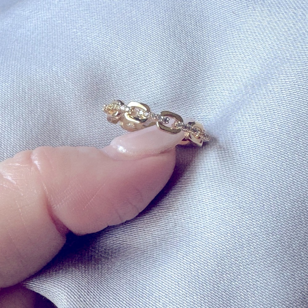 Stax 18k Gold Chain Link Diamond Ring - Picture 9 of 9
